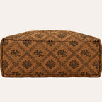 Zimloom “Twin Phoenixes Facing a Flower” Pattern Underarm Bag (Brown)
