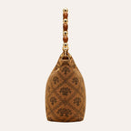 Zimloom “Twin Phoenixes Facing a Flower” Pattern Underarm Bag (Brown)