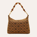 Zimloom “Twin Phoenixes Facing a Flower” Pattern Underarm Bag (Brown)