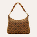 Zimloom “Twin Phoenixes Facing a Flower” Pattern Underarm Bag (Brown)