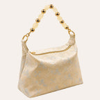 Zimloom “Twin Phoenixes Facing a Flower” Pattern Underarm Bag (White)