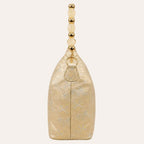Zimloom “Twin Phoenixes Facing a Flower” Pattern Underarm Bag (White)