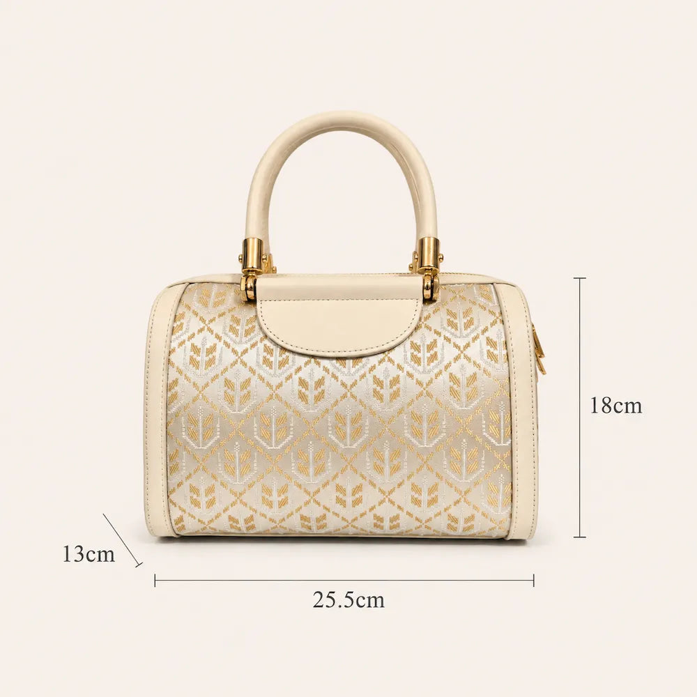 Chinese Brocade Boston Bag – Wheat Ear Motif