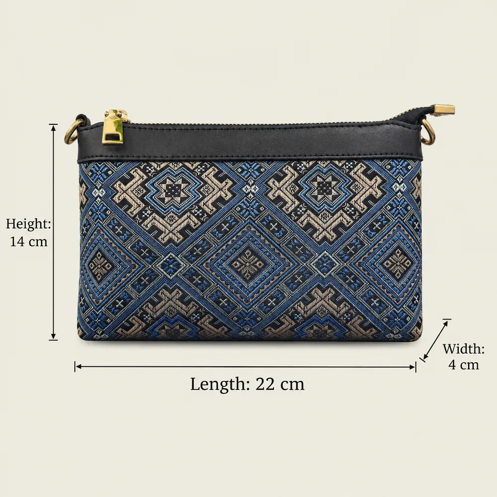 Chinese Brocade Tote Bag – Blossom & Swallow with Detachable Pouch — artisan textile detail