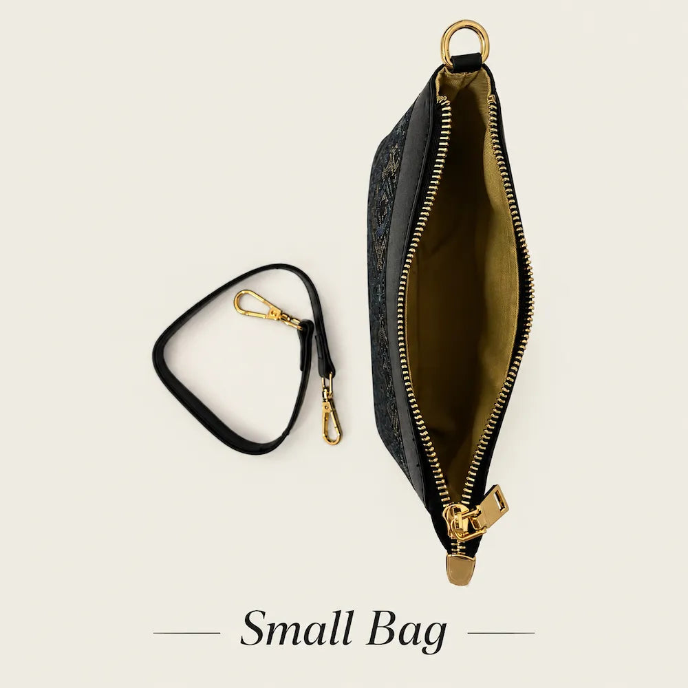 Chinese Brocade Tote Bag – Blossom & Swallow with Detachable Pouch — craftsmanship close-up