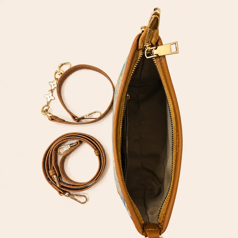 Chinese Heritage Crossbody Bag – Four Swallows & Blossom — symbolic motif detail
